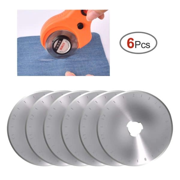 6pcs 45mm Rotary Cutter Blades Backup Refill Blade Leather Vinyl Cutting Tool DIY Sewing Quilting Cutter Fit Olfa Fiskars Cutter 1