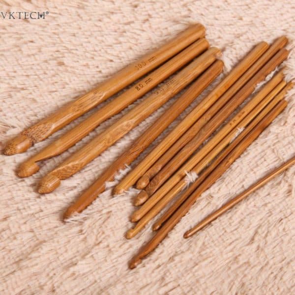 12pcs/Set Bamboo Handle Knitting Hooks Needles Crochet Handmade Sewing Needles Knit Weave Crafts Home DIY Knitting Crochet Hooks 4
