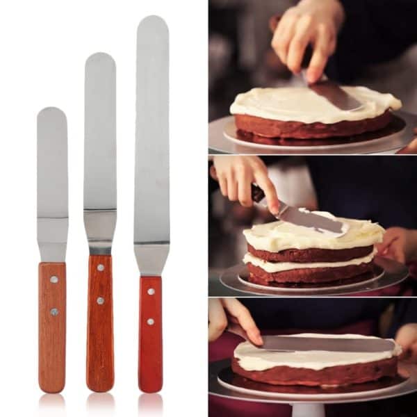 6/8/10 Inch Stainless Steel Butter Cake Cream Knife Spatula Wooden Handle Kitchen Smoother Spreader Fondant Pastry Cake Decor 1