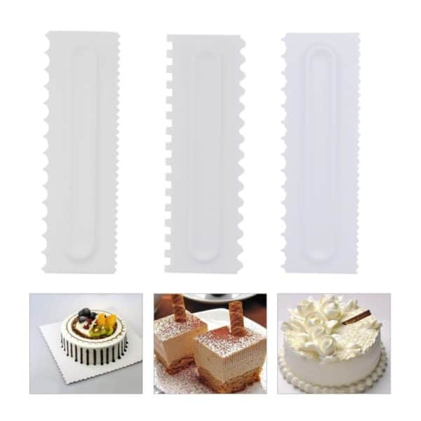 Dropship High Quality 3PCS Cake Decorating Comb Icing Smoother Cake Scraper Pastry 3 Design Textures Baking Tools for Cake Tool 4