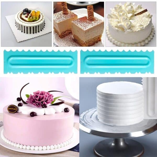 Dropship High Quality 3PCS Cake Decorating Comb Icing Smoother Cake Scraper Pastry 3 Design Textures Baking Tools for Cake Tool 1
